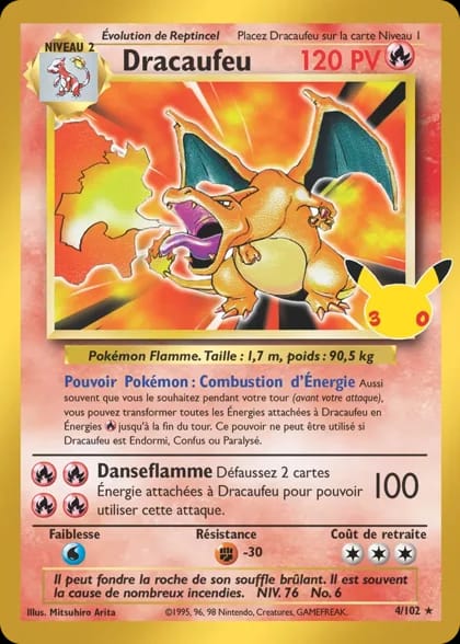 Carte Dracaufeu de la célébration des 30 ans Pokémon