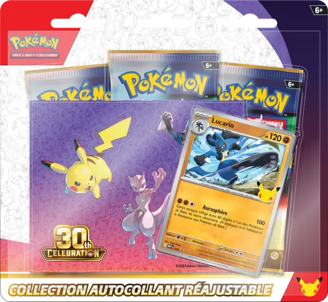 Tripack 30e Anniversaire Collection autocollant réajustable : Lucario