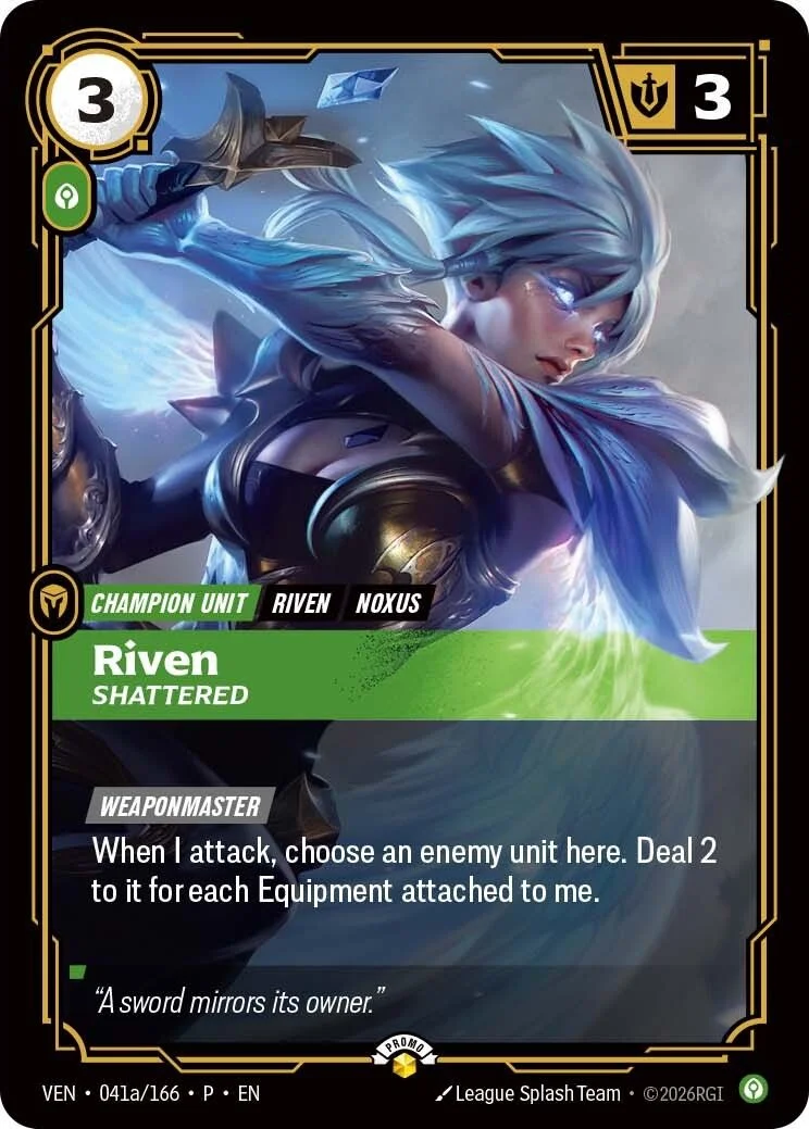 Carte promo Riven, Brisée de Riftbound, visuel officiel