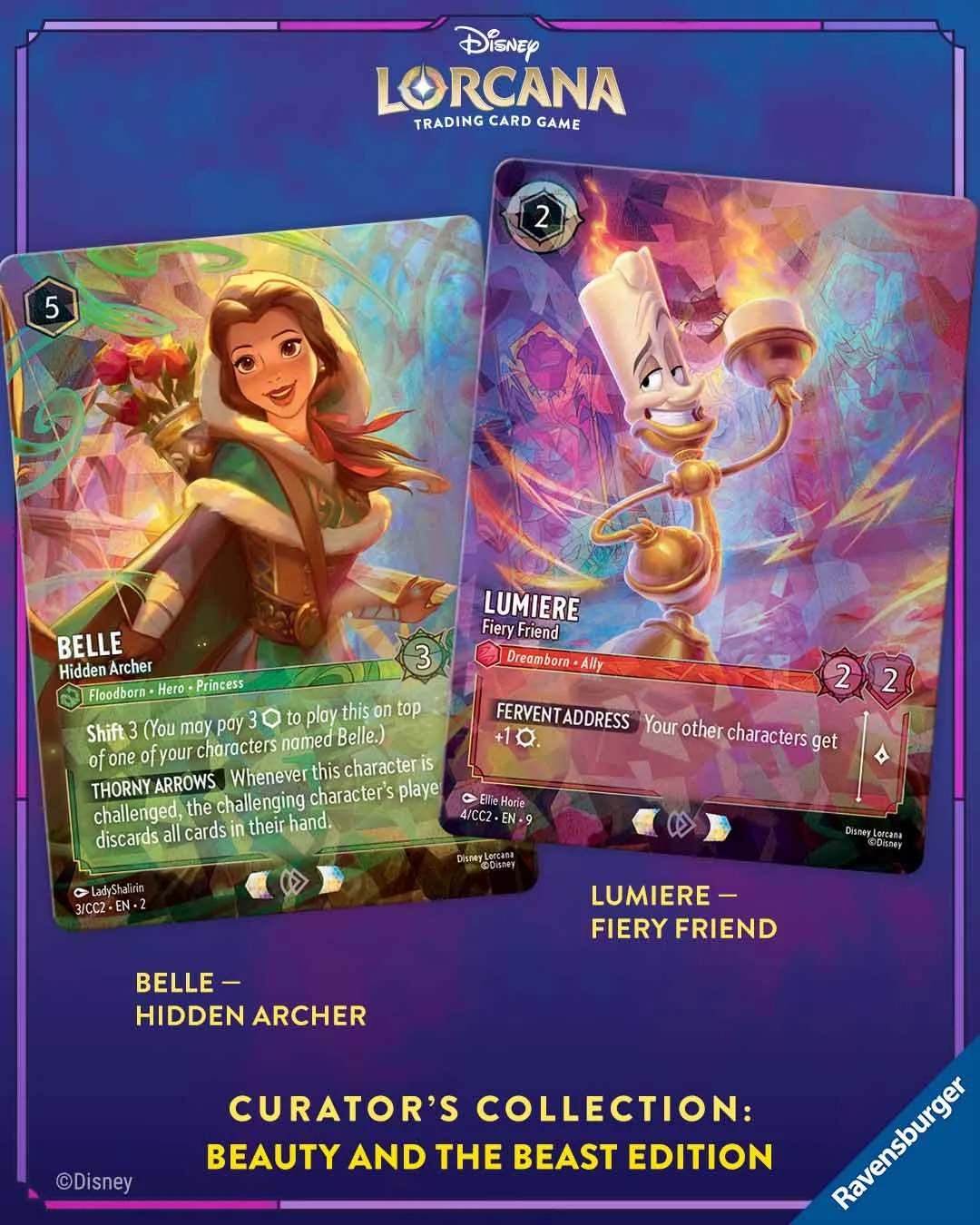Cartes Belle et Lumière Lorcana